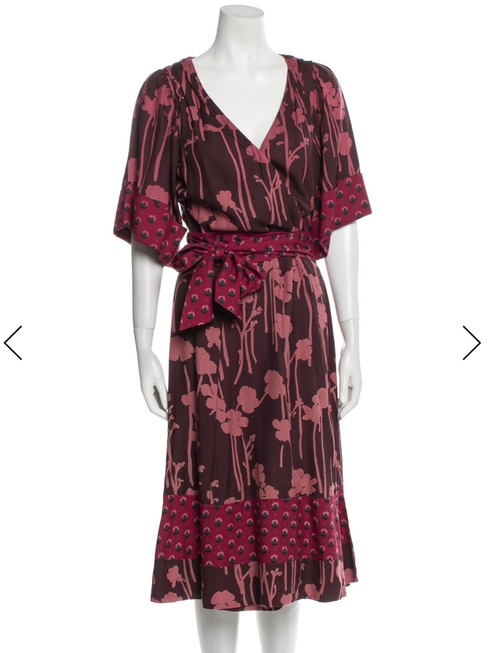 MARC BY MARC JACOBS VINTAGE Y2K SILK MIXED PRINT FLORAL BOHO KIMONO WRAP DRESS 4